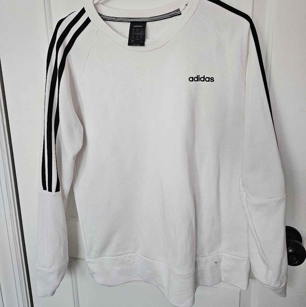 Adidas WOMENs Crewneck in White with Black Accents